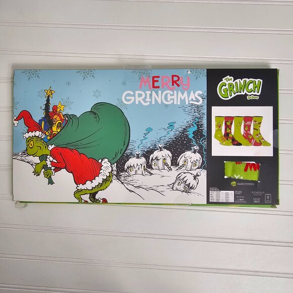 The Grinch Christmas Novelty Men's Crew Socks 5 Pack Size 10-13 NIP Read - Picture 5 of 9